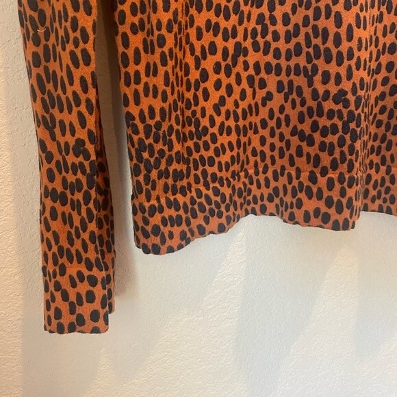 J. Crew Factory Rust Brown Animal Spot Crew Neck Teddie Sweater - Size M - Picture 2 of 6